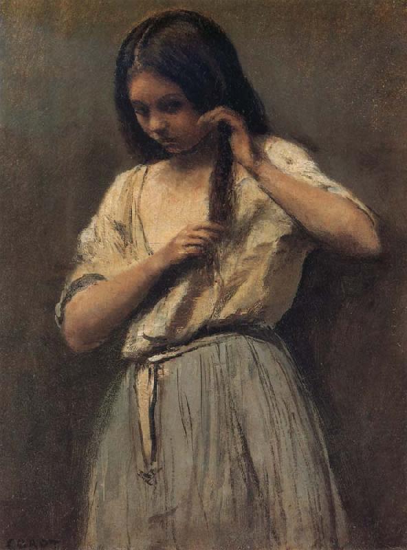 Corot Camille Girl Peninandose